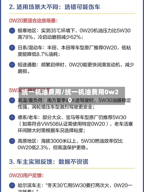 统一机油费用/统一机油费用0w20