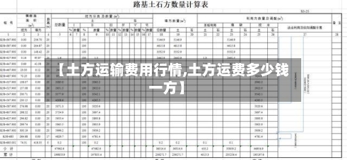【土方运输费用行情,土方运费多少钱一方】
