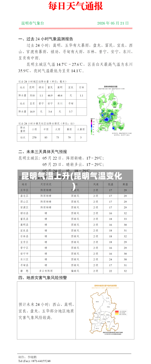 昆明气温上升(昆明气温变化)