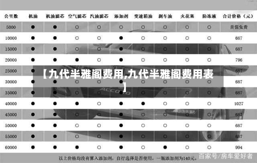 【九代半雅阁费用,九代半雅阁费用表】